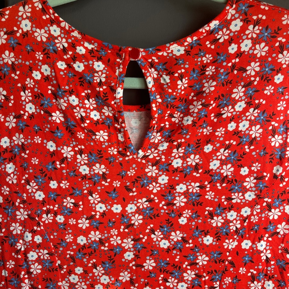 Asos Red Tea Dress With Blue And White Flowers View 4